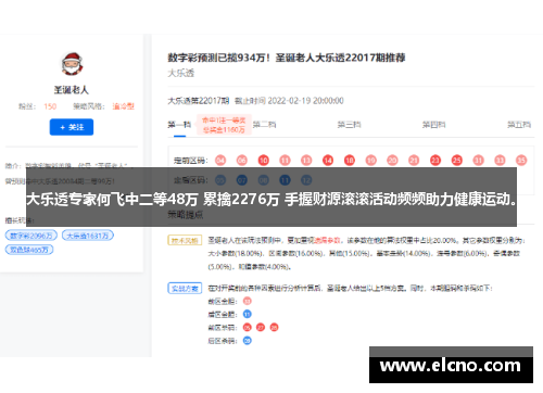 大乐透专家何飞中二等48万 累擒2276万 手握财源滚滚活动频频助力健康运动。